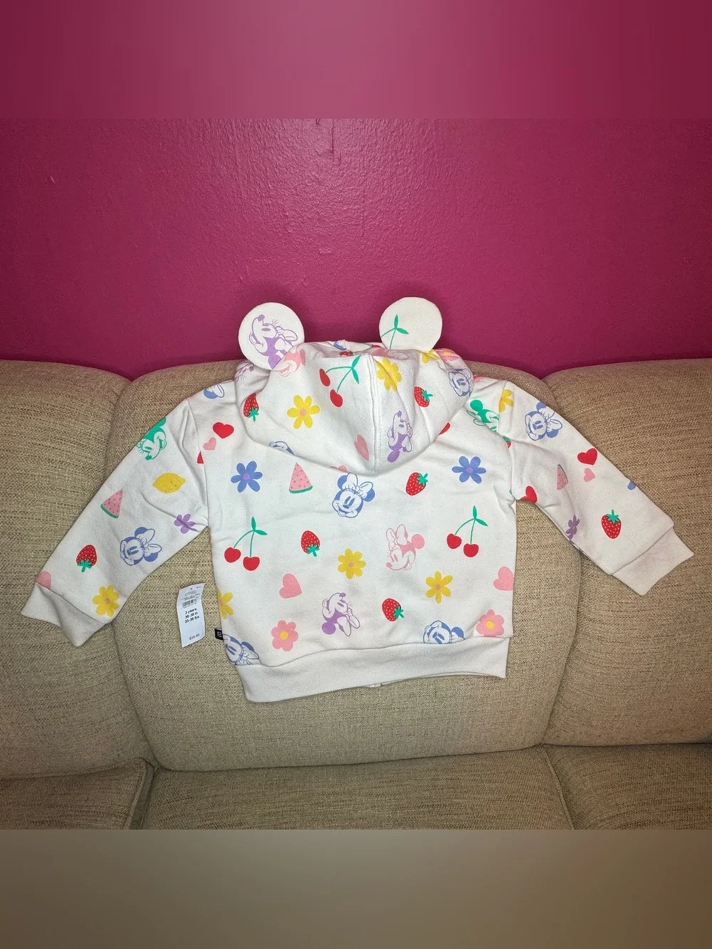 🆕 NWT Baby GAP x Disney Minnie Hooded Zip-Up w/ Ears 🆕